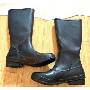 Sorel Womens Size 8 Rain Snow Tall Gloss Black Waterproof Pull On Boots No Soles